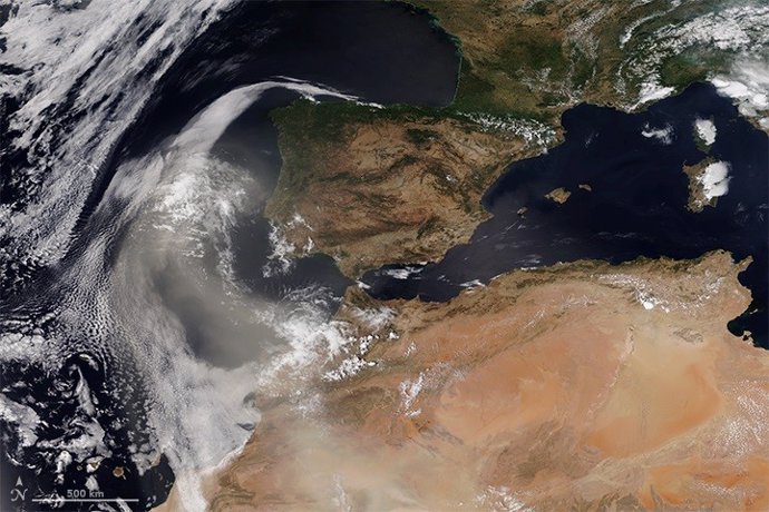 Polvo del desierto se cierne sobre la Península Ibérica el 2 de agosto de 2018