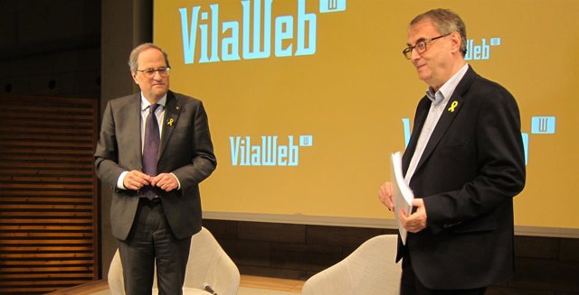 El presidente Quim Torra y el periodista de Vilaweb Vicent Partal
