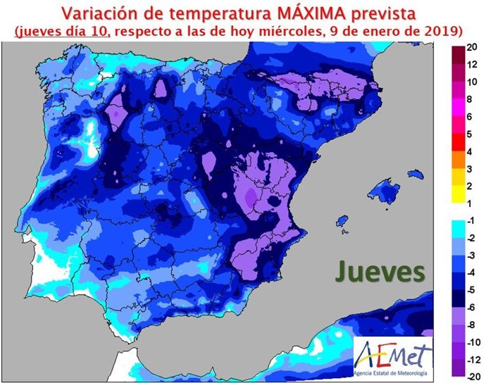 Descenso de temperaturas este jueves