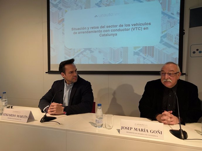 El president d'Unauto VTC, Eduardo Martín, i d'Unauto VTC Catalunya, J.M.Goñi