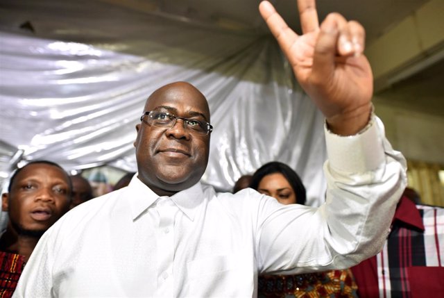 Felix Tshisekedi celebra su victoria ante sus partidarios