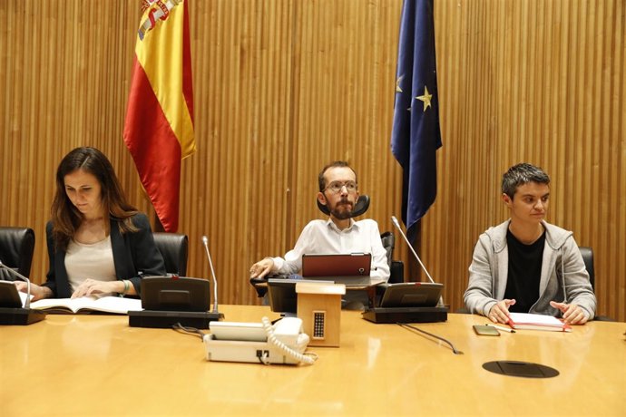 Rueda de prensa de Unidos Podemos tras el acuerdo de Presupuestos Generales del 