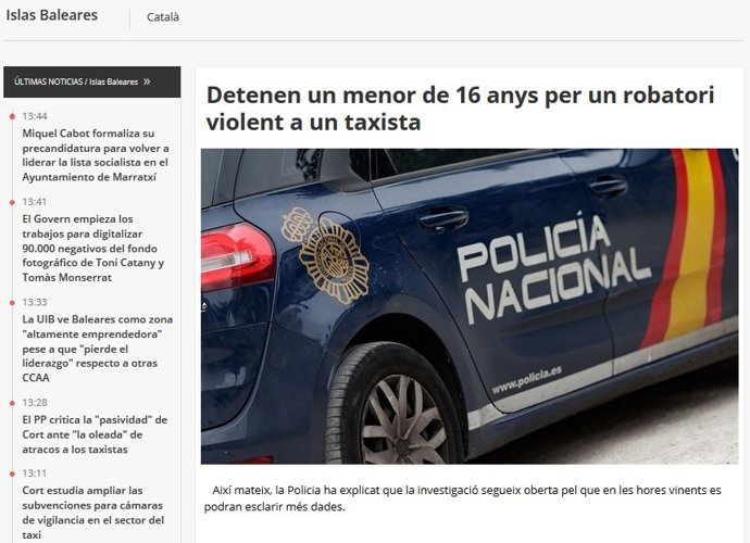 Portada de l'edició en catal d'Europa Press Balears