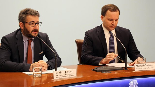 Eric Jover (ministro Andorra) Michael Christner (consejero delegado Vall Banc)