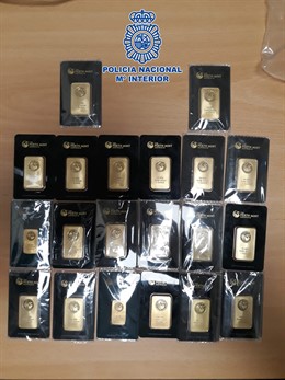 Lingotes intervenidos por la Policía Nacional