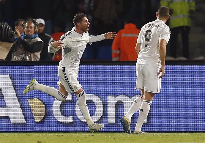 Sergio Ramos celebra el gol en la final del Mundial de Clubes