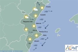 Predicción de Aemet para el 12 de enero en la Comunitat Valenciana