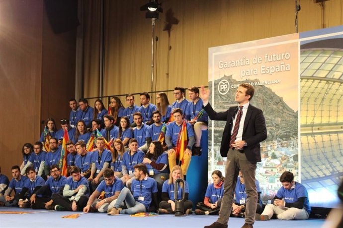 Pablo Casado en la presentación de candidatos en Valncia