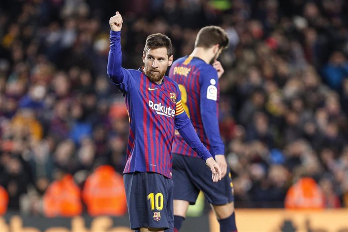 Leo Messi celebra su gol ante el Eibar