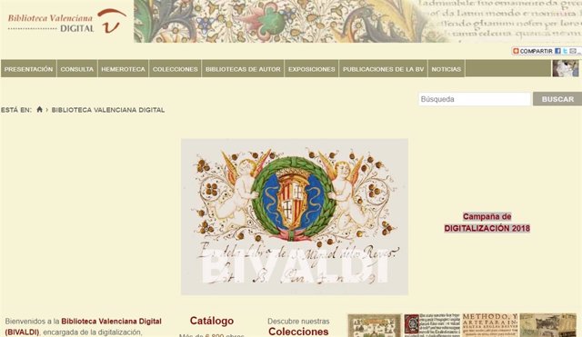 Portada de la web de Bivaldi