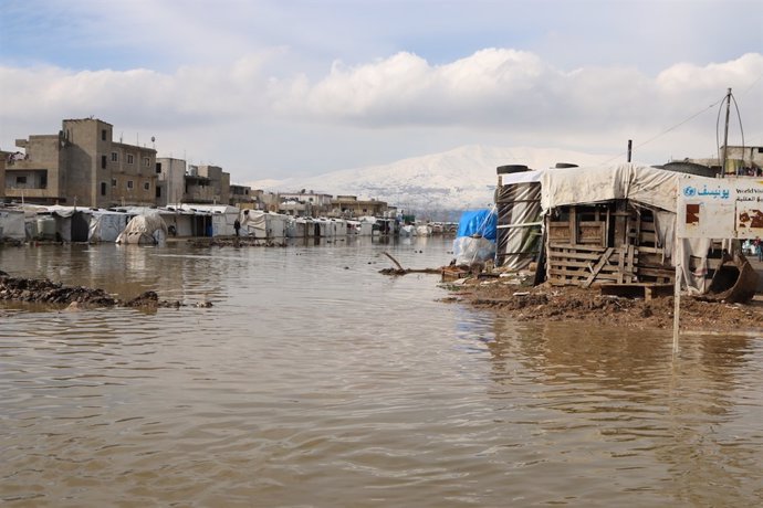 Campamento de refugiados sirios en Líbano inundado por la tormenta 'Norma'