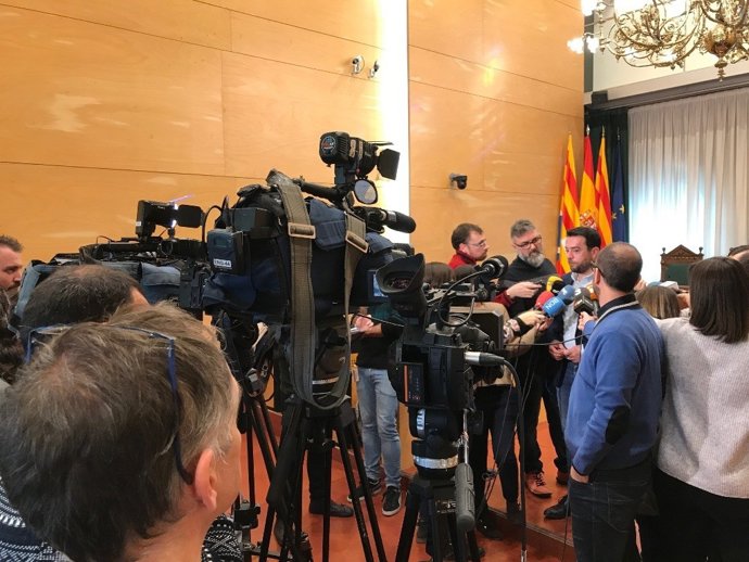 Declaraciones a los medios del alcalde de Badalona Álex Pastor