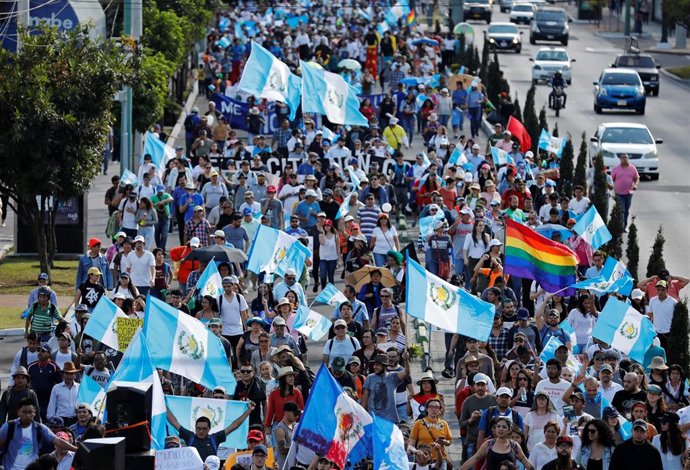 Manifestación en Ciudad de Guatemala contra la expulsión de la CICIG