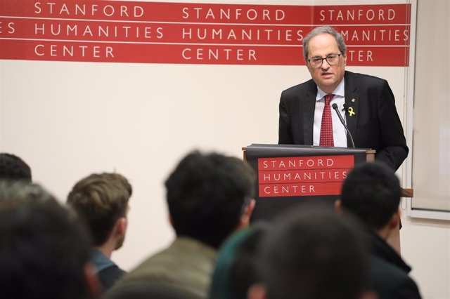 Quim Torra en una conferencia pronunciada en la Universidad de Stanford