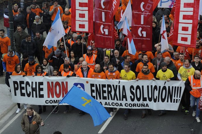 Imagen de la manifestación de Alcoa en A Coruña.