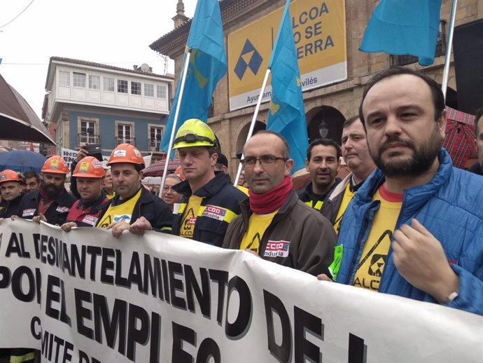 Manifestación en defensa de Alcoa en Avilés.