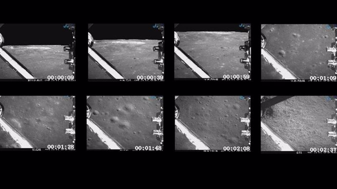 La superficie lunar a medida que Chang'e 4 se acerca al suelo
