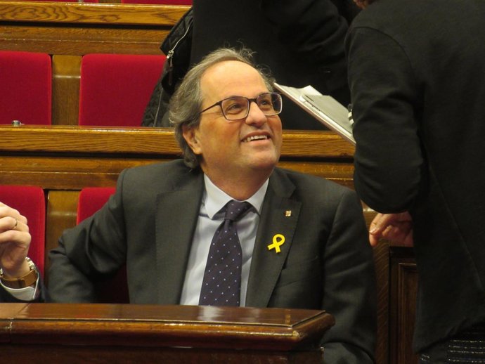 El presidente de la Generalitat, Quim Torra, en un pleno del Parlament