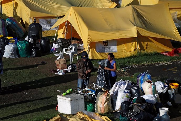 Campamento de migrantes venezolanos desmantelado en Bogotá (Colombia)