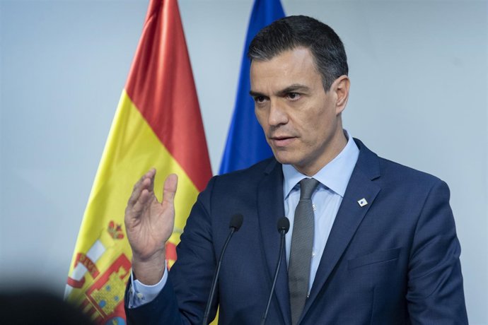 Pedro Sánchez  en rueda de prensa en Bruselas 