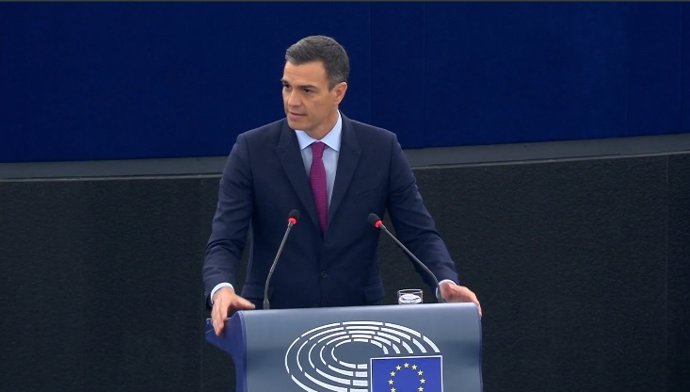 El presidente del Gobierno, Pedro Sánchez, interviene en el Parlamento Europeo