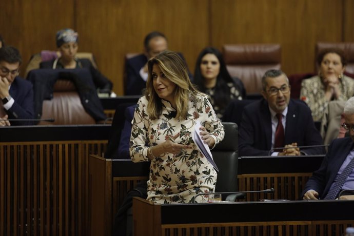 Susana Díaz, este miércoles en el Pleno del Parlamento