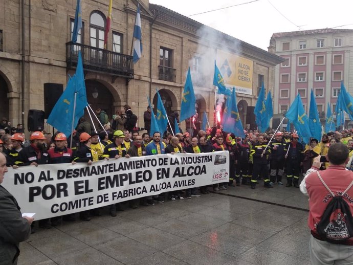 Movilización contra el cierre de Alcoa en Avilés.