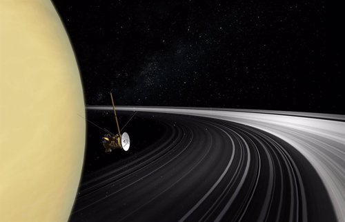 La nave Cassini en los anillos de Saturno