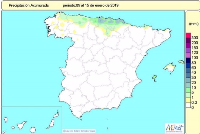 España se mantiene en déficit de lluvias acumuladas desde octubre, que se eleva