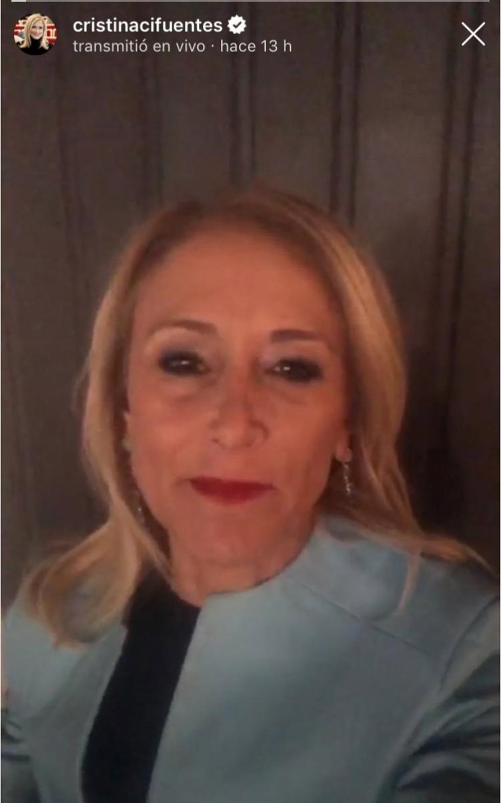 Cifuentes en un vídeo colgado en Instagram