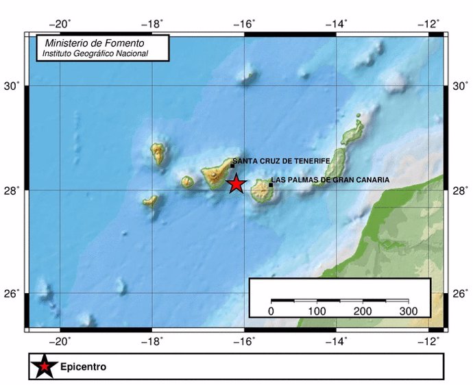 Gráfico donde se ve el terremoto de 4,2 sentido en Canarias este viernes