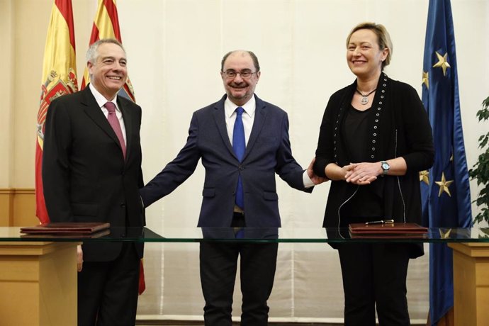Pere Navarro, Javier Lambán y Marta Gastón