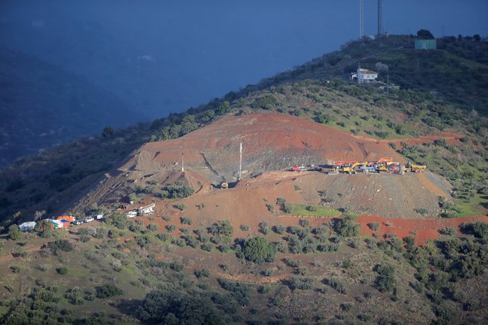 Vista aérea de Totalán, donde se trata de rescatar a Julen
