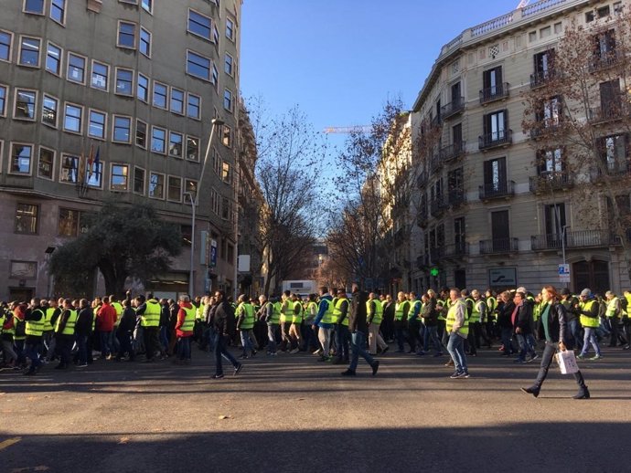 Manifestació de taxistes a Barcelona.