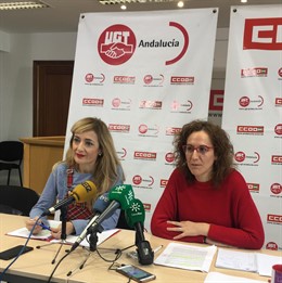 Carmen Castilla y Nuria López, días atrá en una rueda de prensa.