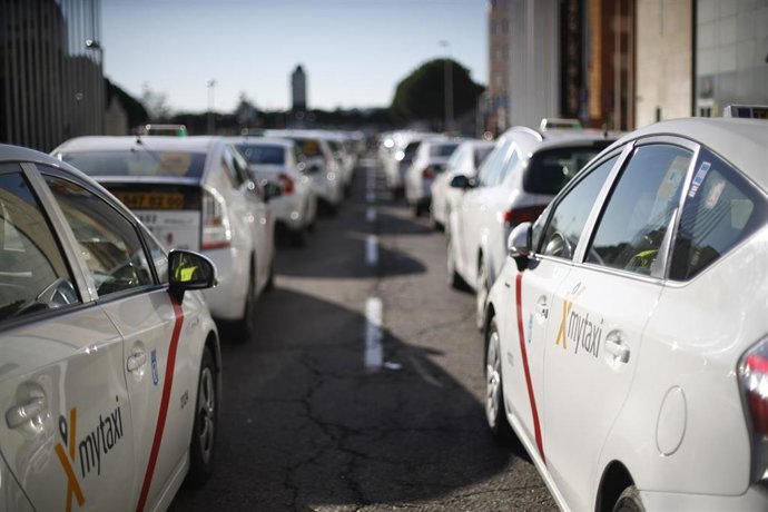 Concentración de taxistas en IFEMA