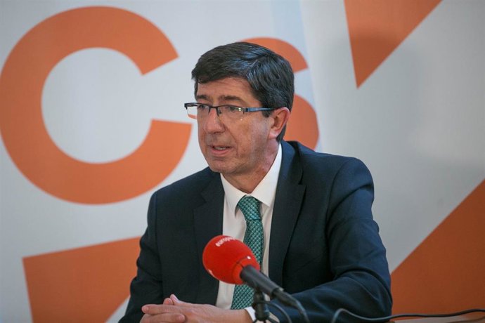 Juan Marín, líder de Cs en Andalucía, durante una entrevista con Europa Press.