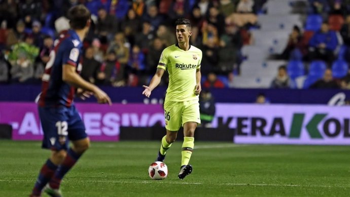 El jugador del FC Barcelona Chumi en el duel contra el Llevant 