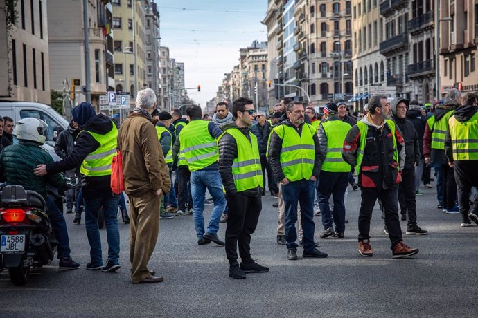 Manifestació de taxistes a Barcelona.