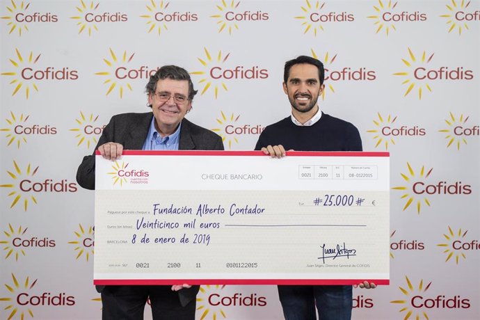 Joan Sitges, Director General de Cofidis, y el exciclista Alberto Contador