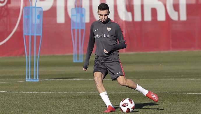 El jugador del Sevilla FC Munir El Haddadi en un entrenamiento
