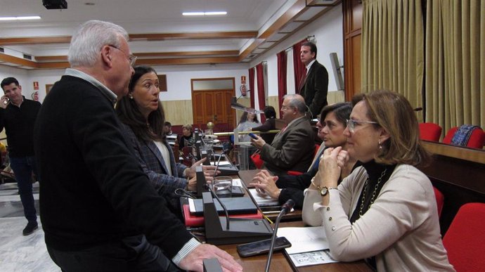 Concejales de PP, PSOE, IU y UCOR en el previo Pleno
