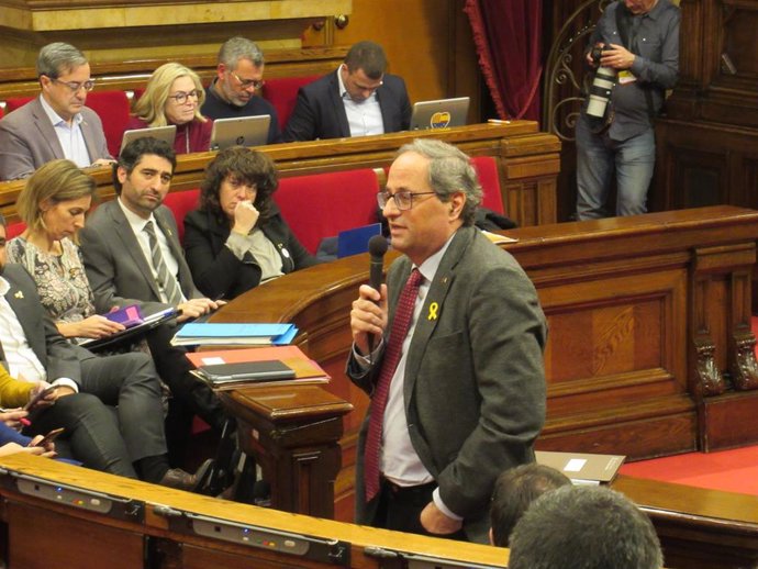 El Presidente De La Generalitat, Quim Torra, En El Pleno Del Parlament
