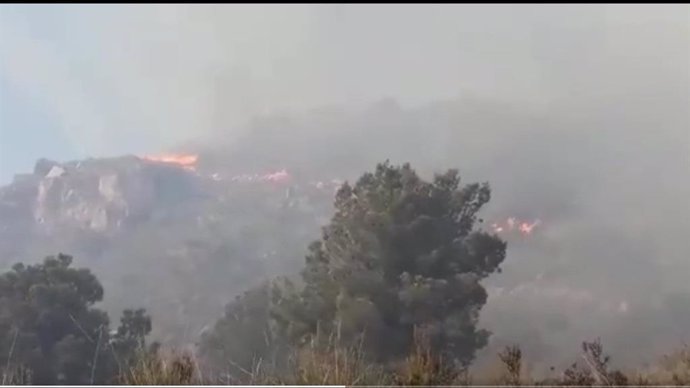 Imagen del incendio declarado en Cerro Gordo (Granada)