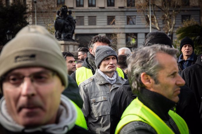 Assemblea de taxistes a la Plaa de Catalunya