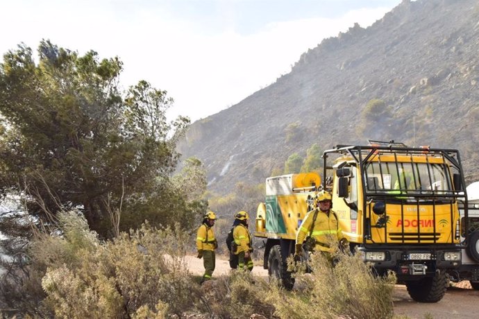 Operativos en el incendio declarado en la zona de Cerro Gordo, Granada