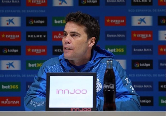 El entrenador del RCD Espanyol, Rubi, en rueda de prensa