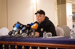El portavoz de Élite Taxi Barcelona, Tito Álvarez, en rueda de prensa