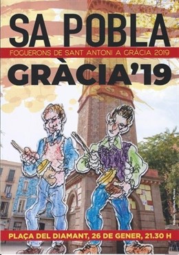 Cartel de la fiesta de los 'foguerons' de Sant Antoni de Sa Pobla en Grcia