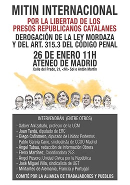 Acto de apoyo en Madrid a los presos del proceso indepedentista